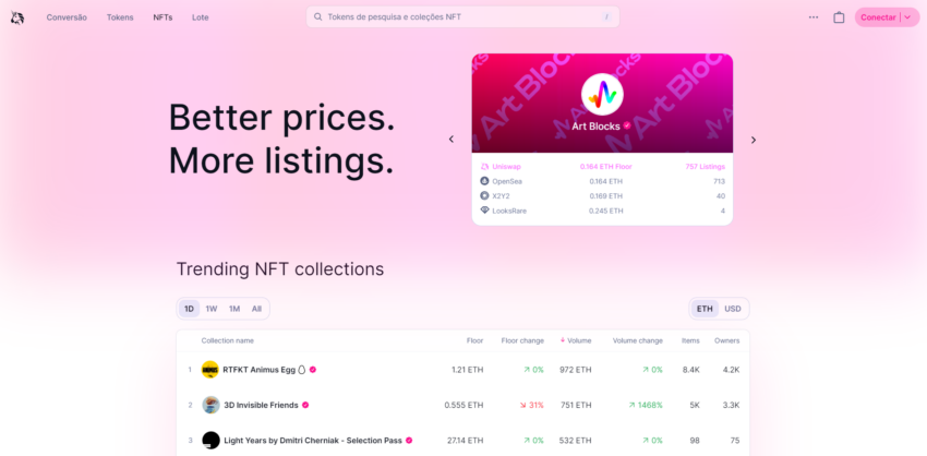 Uniswap lança agregador NFT e US$ 5 milhões em Airdrop