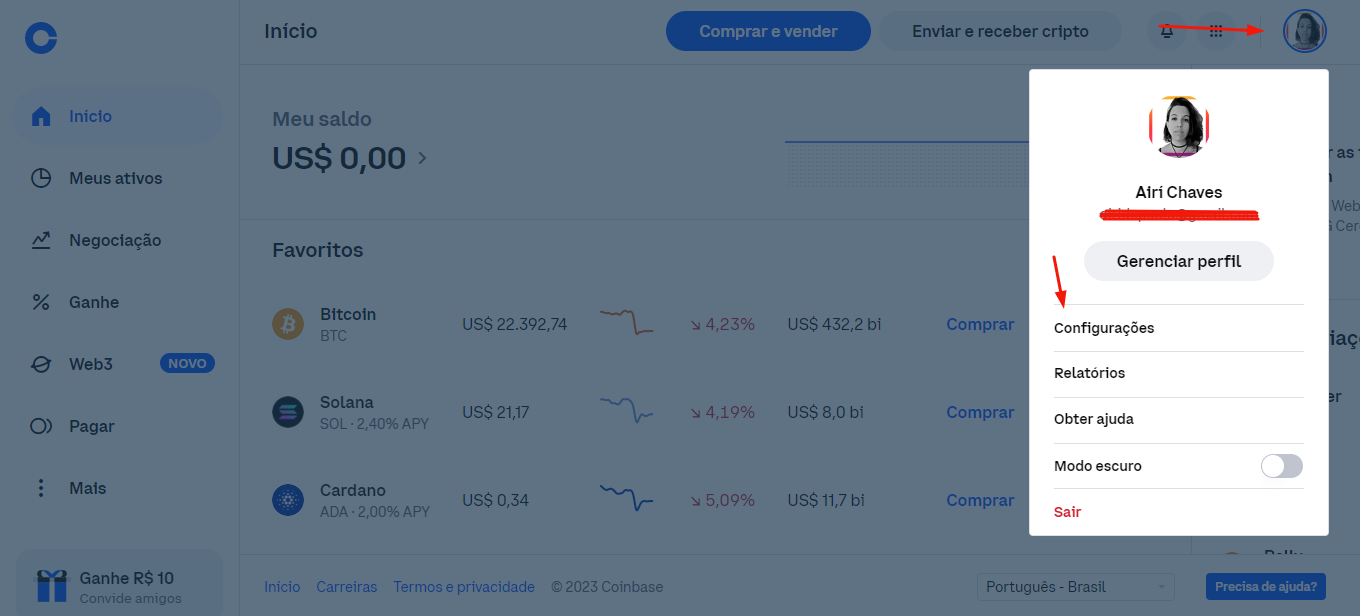 Como comprar criptomoedas na Coinbase com PIX