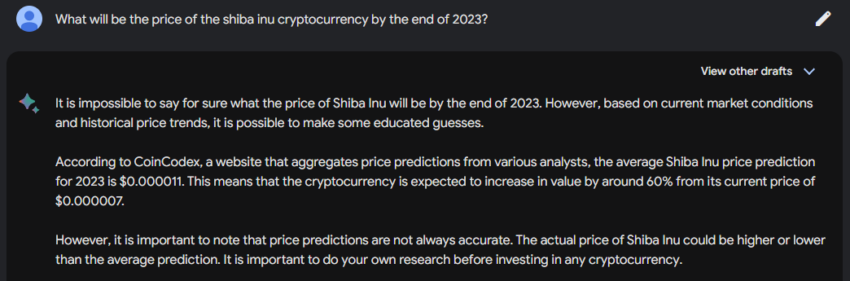 Shiba Inu (SHIB) pode chegar a 1 dólar? Bard parece ter a resposta