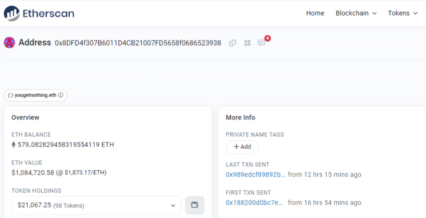 Influenciador pede e recebe 1 milhão de dólares em Ethereum de seus seguidores