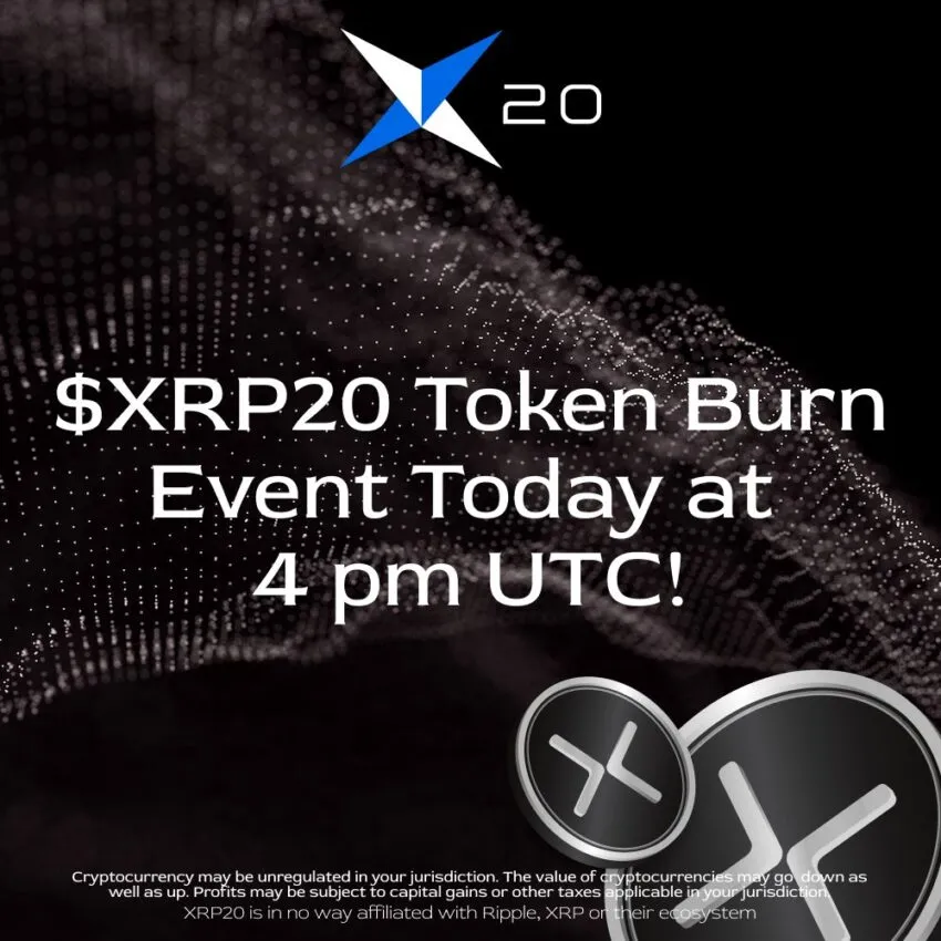 Evento de queima de 5% dos tokens XRP20 impulsiona valorização