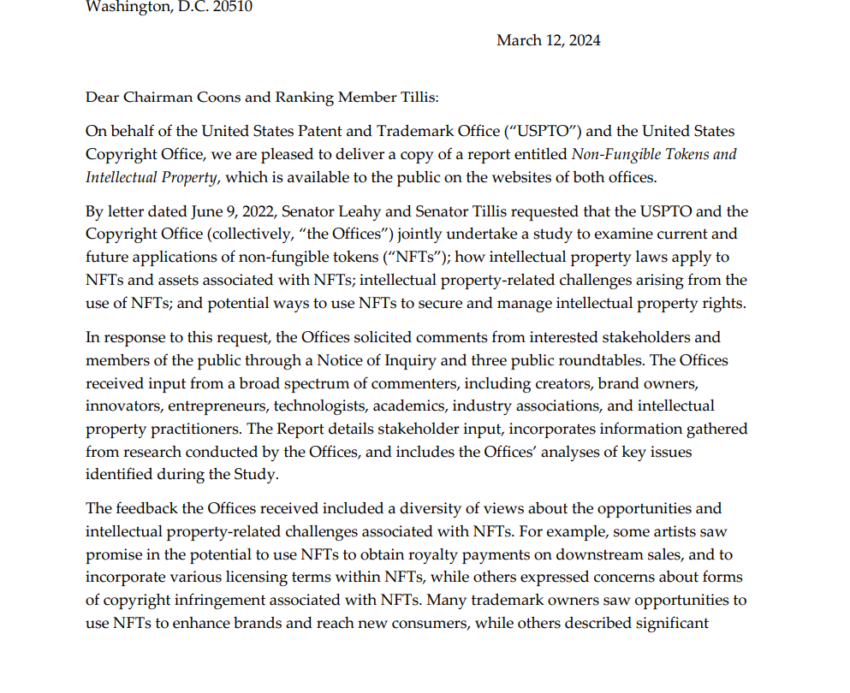 Agências dos EUA declaram que não há necessidade de novas regulamentações para NFTs