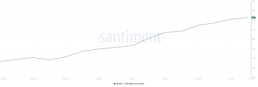 Distribuição da oferta da Chainlink. Fonte: Santiment